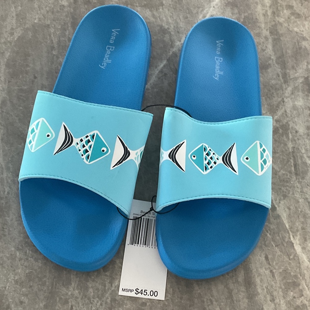 Vera Bradley Blue Fish Slide Sandals Women